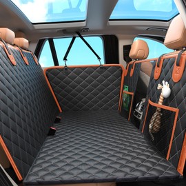 Hard Bottom Hold 400lbs Dog Car Seat Cover for Back Seat, 7 Layer Material Sturdy Waterproof Back Seat Extender for Dogs Increase Space 40%, Thickened Comfortable Dog Car Seat Cover for Car SUV