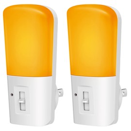 LOHAS Amber Night Light, Dimmable Plug in Yellow Night Light with Dusk to Dawn Sensor, Kids Night Lights for Bedroom, 5-80LM Suit for Nursery, Hallway, Stairway,Bedroom, Bathroom, 2Pack
