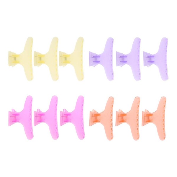 12Pcs Professional Salon Hair Claw, Butterfly Holding Hair Clip, Non-slip Butterfly Hair Clamps Chic Styling Claw Hair Clamps Salon Hair Color Perm Section Hairdressing Tool(Clear)