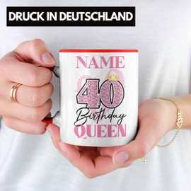Trendation - Personalised 40th Birthday Mug Women Birthday Queen 40s Gift Idea Wife Girlfriend Mummy Funny Saying (Red)