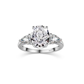 PHNIBIRD 3carat CZ Engagement Rings for Women 925 Sterling Silver Fake Engagement Ring Oval Engagement Ring for Travel Size 6.5