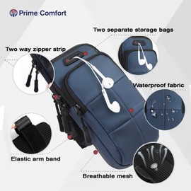 Prime Comfort Phone Holder, Arm Bands for Workout, Use for Running, Walking, Hiking & Biking (Blue)