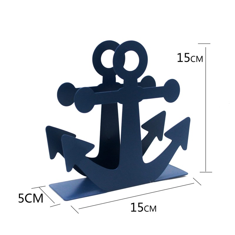 Funly mee Vintage Blue Metal Nautical Anchor Napkin Holder (Blue)