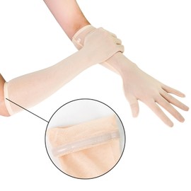 Luwint Tulle Mesh Long Gloves, Girls Costume Party Opera Dress, Non-slip (Beige)