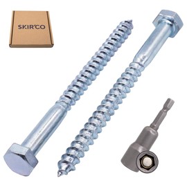 SKIR'CO Pack of 25 Wood Screws DIN 571 Galvanised Steel M8 x 100 mm - Hexagonal Ground Pulling Screws with Magnetic Bit