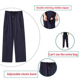 AUSTYLCO Urine Bag Holder Pants with Zippered Pockets,Incontinence Catheter Pants,Urine Bag Holder Trousers for Nephropathy Nephrostomy,Cystostomy,Eelderly