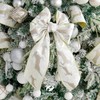 HUIHUANG Wired Christmas Ribbon 4 inch White Velvet Wired Ribbon
