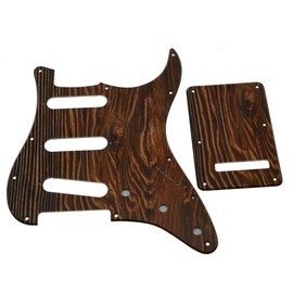 KAISH 11 Hole 3D Printed Strat Style SSS Plastic Pickguard ST Back Plate Tremolo Trem Cover for Stratocaster/Strat Made in USA/Mexico Wood Pattern