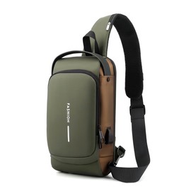 HAN-LBG Anti Theft Sling Bag Men Women, Password Anti-theft Chest Bag with USB Charging Port Waterproof Crossbody Shoulder Bag Sling Backpack for Hiking Cycling Running Travel