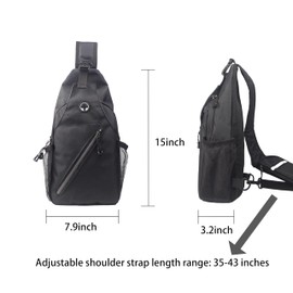 AwA HoDoMi 15 inch Crossbody Bag Sling Backpack Shoulder Bag Casual Daypack for Men and Women with Convertible Shoulder Strap, Water Resistant Fits Hiking Traveling Outdoors Black