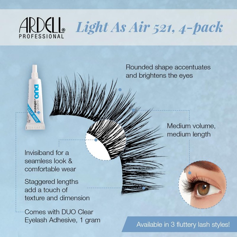 Ardell Light As Air 521 Lashes - Lightweight Natural False