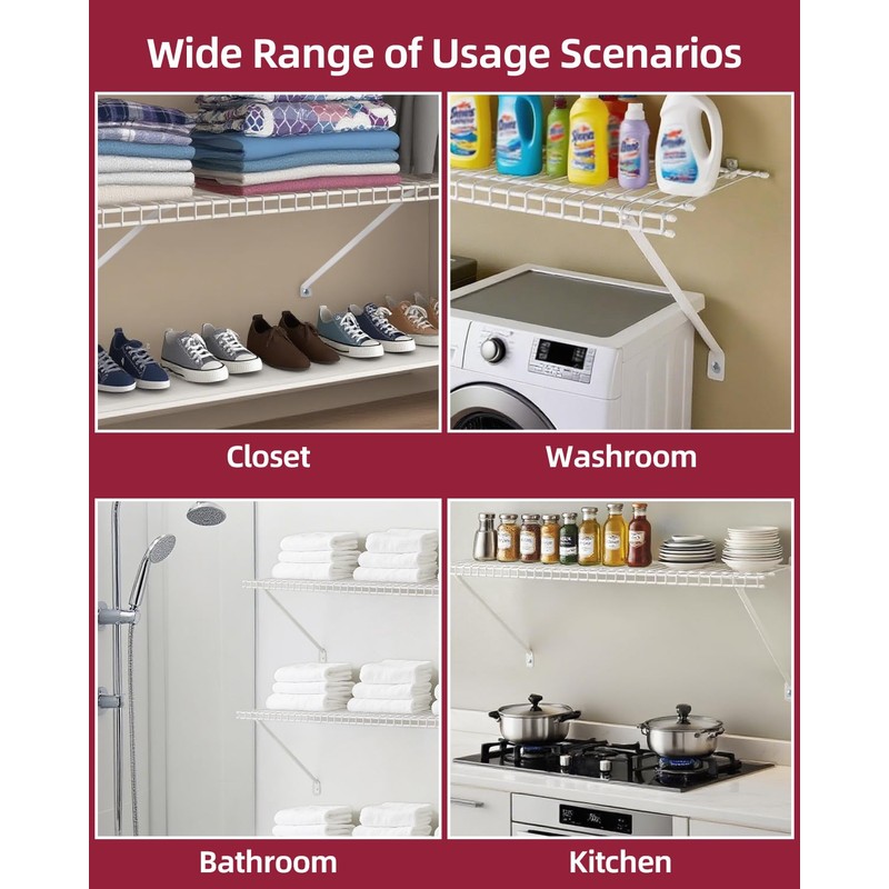 Heavy Duty Shelf Brackets for 12" Closet Maid - 25kg