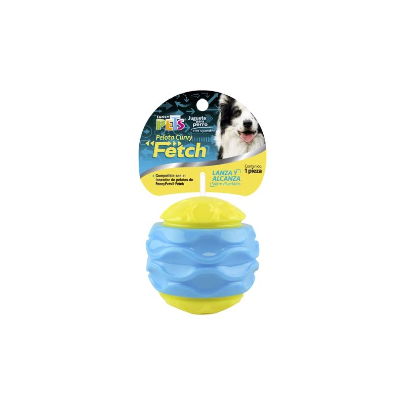 Fancy Pets Pelota Fetch Curvy Color Azul con Sonido para