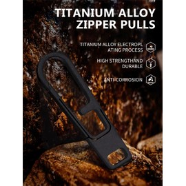 TIKIDESIGN Titanium Zip Zipper, Pack of 2 Zip Pendants, Removable Zipper, Zip Pull, Zip Replacement for Backpacks, Luggage, Jackets, DIY Repair – Black