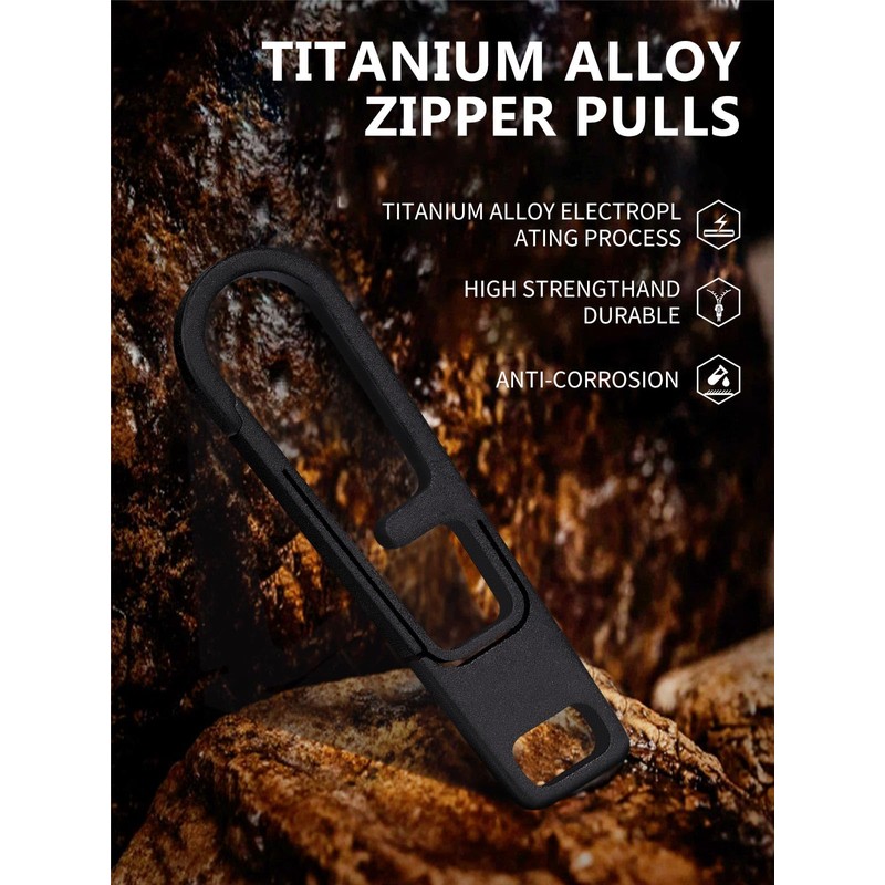TIKIDESIGN Titanium Zip Zipper, Pack of 2 Zip Pendants, Removable