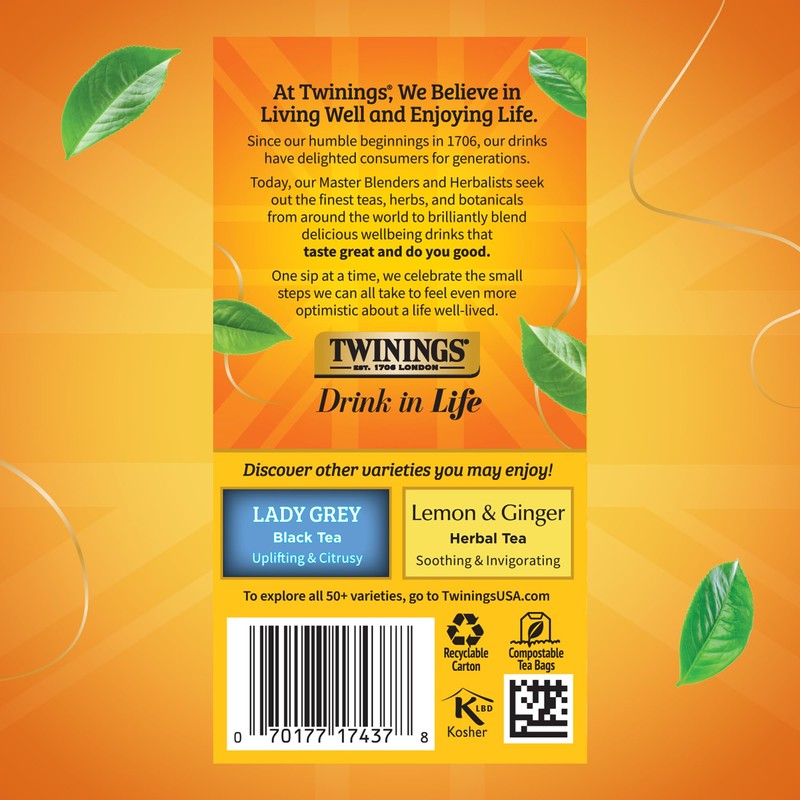 Twinings Earl Grey Extra Strong Black Tea Individually Wrapped Bags,