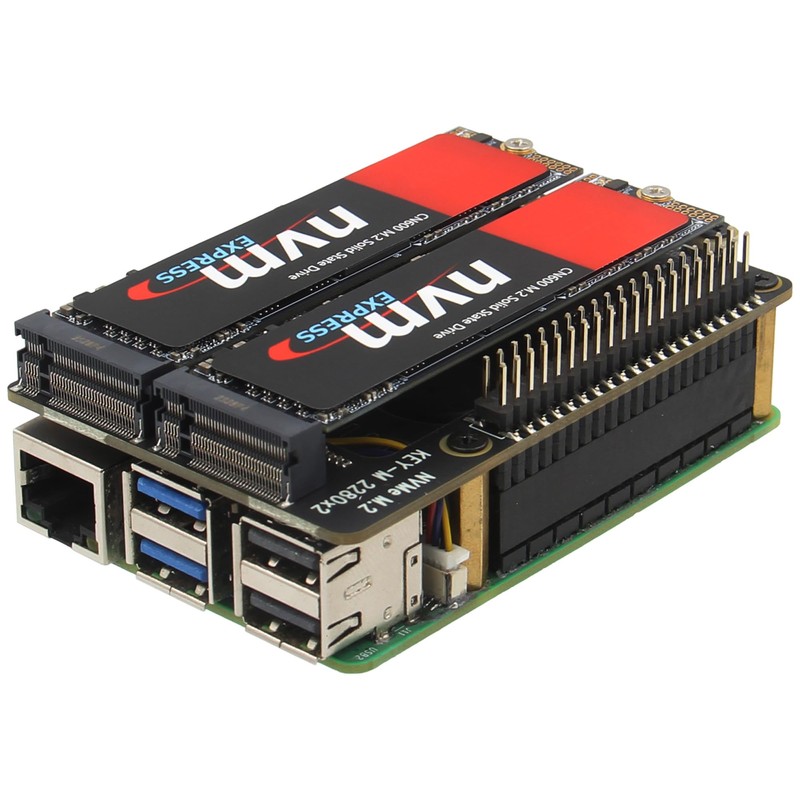 Geekworm X1004 PCIe to Dual M.2 HAT NVMe 2280 SSD