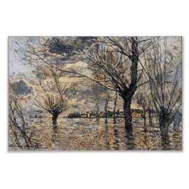 Monet Wall Art Collection Vetheuil, the Flood, 1881 By Claude Monet Canvas Prints Wrapped Gallery Wall Art | Stretched and Framed Ready to Hang 30X40,