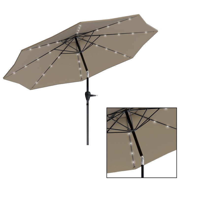 Pure Garden Patio Umbrella with Lights - 10 ft Outdoor