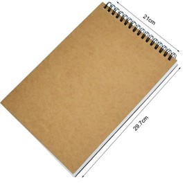 Pack of 2 A4 Sketchbook, 160 GSM / 60 Pages Sketch Book Notebook, Spiral Bound Sketch Pad, Kraft Cover Notepad Drawing, Blank Drawing Book for Landscape, Artist Painting, Watercolour