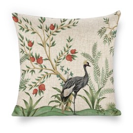 Icotoibabie Linen Pillow Covers 18x18 Throw Pillows Animal Gray Crowned Crane Pillow Cases Home Decor Cushion Cover for Room Couch Sofa Outdoor Chair Car