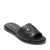 Cole Haan Women's Flynn Logo Slide Sandal Flat, Black Leather,