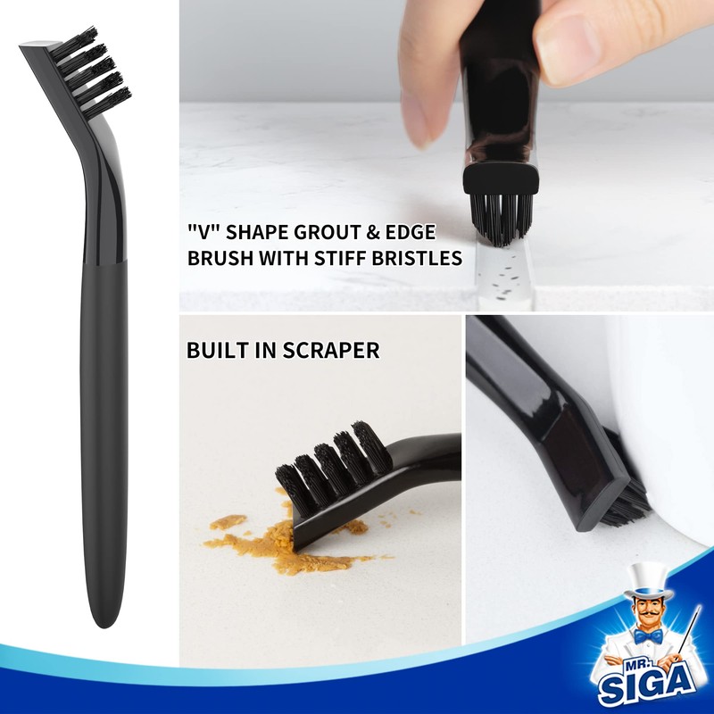 MR.SIGA Grout Cleaner Brush Set, Detail Cleaning Brush Set for