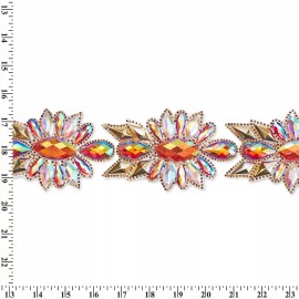 FWD Marquise Resin Rhinestone Iron On Gel Backed Trim Sold By The Yard