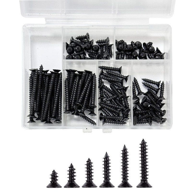 M4 Phillips Flat Head Self Tapping Screws,100 pcs Black M4