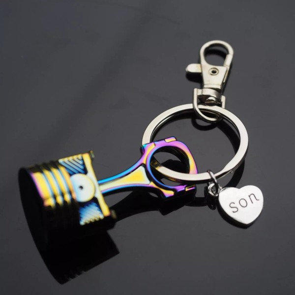 Piston Keychain Fob Holder Engine Keyring Key Chain Neon Rainbow