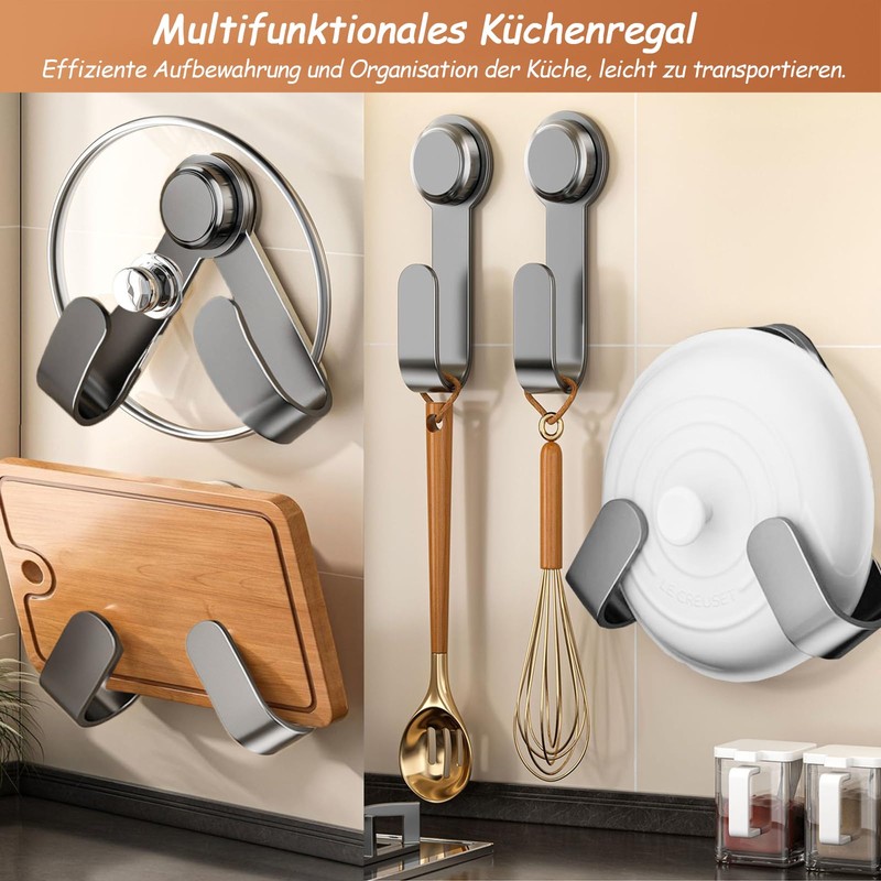 MFMYEE Rotating Pot Lid Holder with Suction Cup, Adjustable Wall