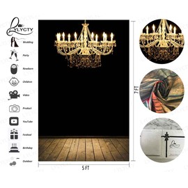 LYLYCTY 5x7ft Luxurious Crystal Chandelier Backdrop Dim Light Photography Background for Party Decor Banner Photo Booth Studio Props BJZYLY613