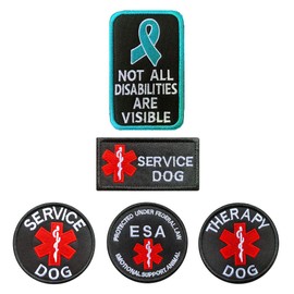Antrix 5 Pieces Dog Patch EMT EMS Medic Medical Service Dog Patch ESA Emotional Support Animal Patch Therapy Dog Patch Full Embroidered Morale Patch for Dogs and Pets