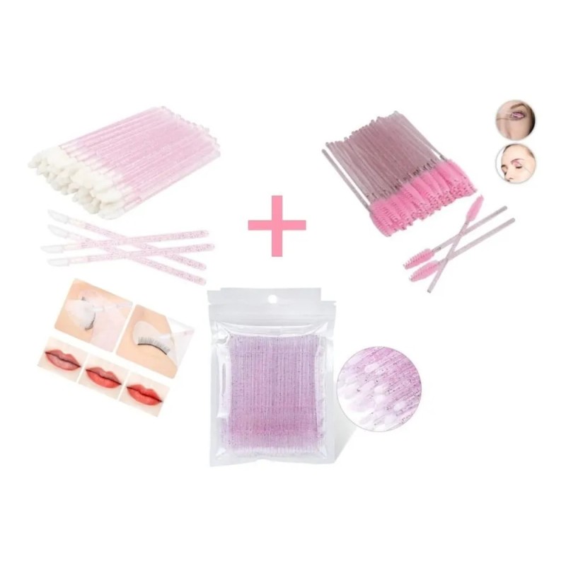 100 Microbrush+50 Lip Brush+50cepillos Para Pestañas Glitter El Color Se