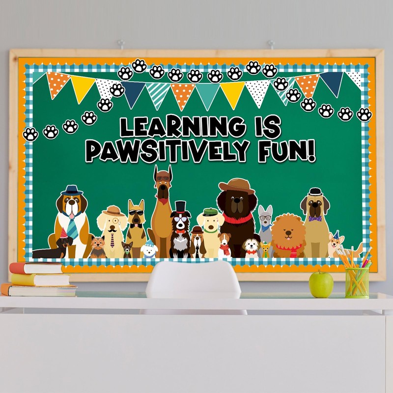 Justforjoyful 75 PCS Pet Classroom Bulletin Board Decorations Puppy Bulletin