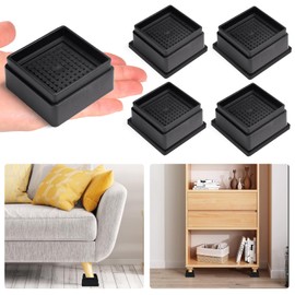 Sunifier 4 Pack Bed Risers Heavy Duty Adjustable 1 inch, Stackable Furniture Risers Up to 5000 LBs, Table Couch Sofa Lifts Risers for Frame Legs (Black,1 inch)