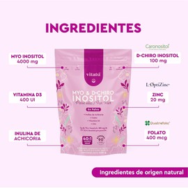 ✨ Vitatú Myo Inositol & D-Chiro Inositol 40:1 + Folato + Vitamina D3 + Zinc | Suplemento Vegano en Polvo para Mujeres | 90 Días (450 g) 🌿 Sin Azúcar | Alta Calidad