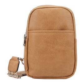 Sling Bag Shoulder Backpack Retro Zipper Multiple Compartments Widened Strap Large Capacity for Men Women Travel Light Apricot