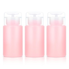 Corconess 3 Pack Acetone Dispenser Push Down Pump Dispenser Nail Polish Remover Pump Alcohol Dispenser 4OZ/120ML Empty Pink Travel Bottle for Nail Polish Remover,Makeup Remover,Micellar Water,Toner