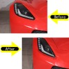 MXtech-23 For Corvette C7 2014-2019 Carbon Fiber Red Headlight Lamp
