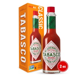 TABASCO TABASCO Brand Original Red Pepper Hot Sauce, Medium Heat, Glass Bottle, Classic & Versatile Flavor, Three Simple Ingredients, Great for Dips, Tacos, Eggs, Pizza, Oysters & More, 2 Fl Oz (Pack of 1)