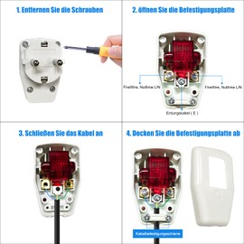 Schuko Plug with Switch, Pack of 3, PABANCE Earthing Contact Plug with Switch, Angle Plug with Switch, IP20 Indoor 250 V (16 A), White