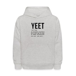 Spreadshirt Yeet Definition Kids' Hoodie, M, Heather Gray