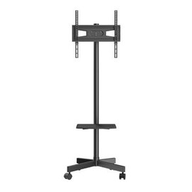 Happybuy Mobile TV Stand, Cart for 23-60 inch TVs, Height Adjustable with Wheels & Tray for AV Devices, Rolling TV Stand with Mount for Bedroom/Living Room