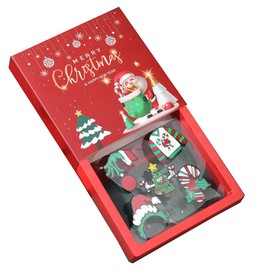 Set of 5 Pieces Christmas Xmas Rhinestone Brooch New Year Tree Star Pin Badge Brooch With Box Memorabilia Gift Decorations