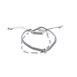 My Saint My Hero Be Still 3 Row Bracelet - Silver/Slate/Frosted Quartz