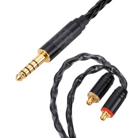 Alphatec 4.4mm to MMCX IEM Cable, Silver Plated 8 Core OCC Earphone Cable, Ultra Soft HiFi Headphone Cable, In-Ear Monitor Cable (1.3m, Black)