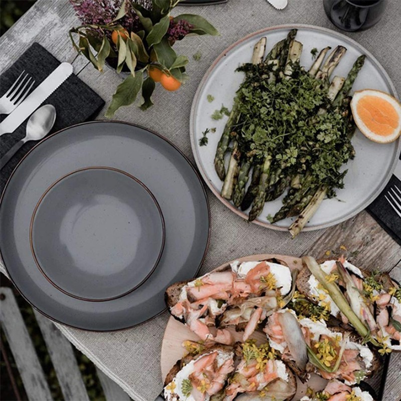 BAREBONES Enamel Bowl Set of 2, Stone Gray