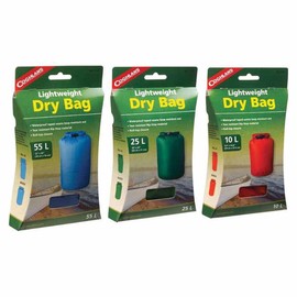 Coghlan 's Lightweight and Waterproof Dry Bag Assortment: One 10L (Red), One 25 (Green) and One 55L (Blue)