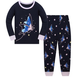 Girls Pyjamas Set Sleepwear Cotton Toddler Clothes Long Sleeve Nightwear Pjs 2 Piece Outfit for Kids 5-6 Years